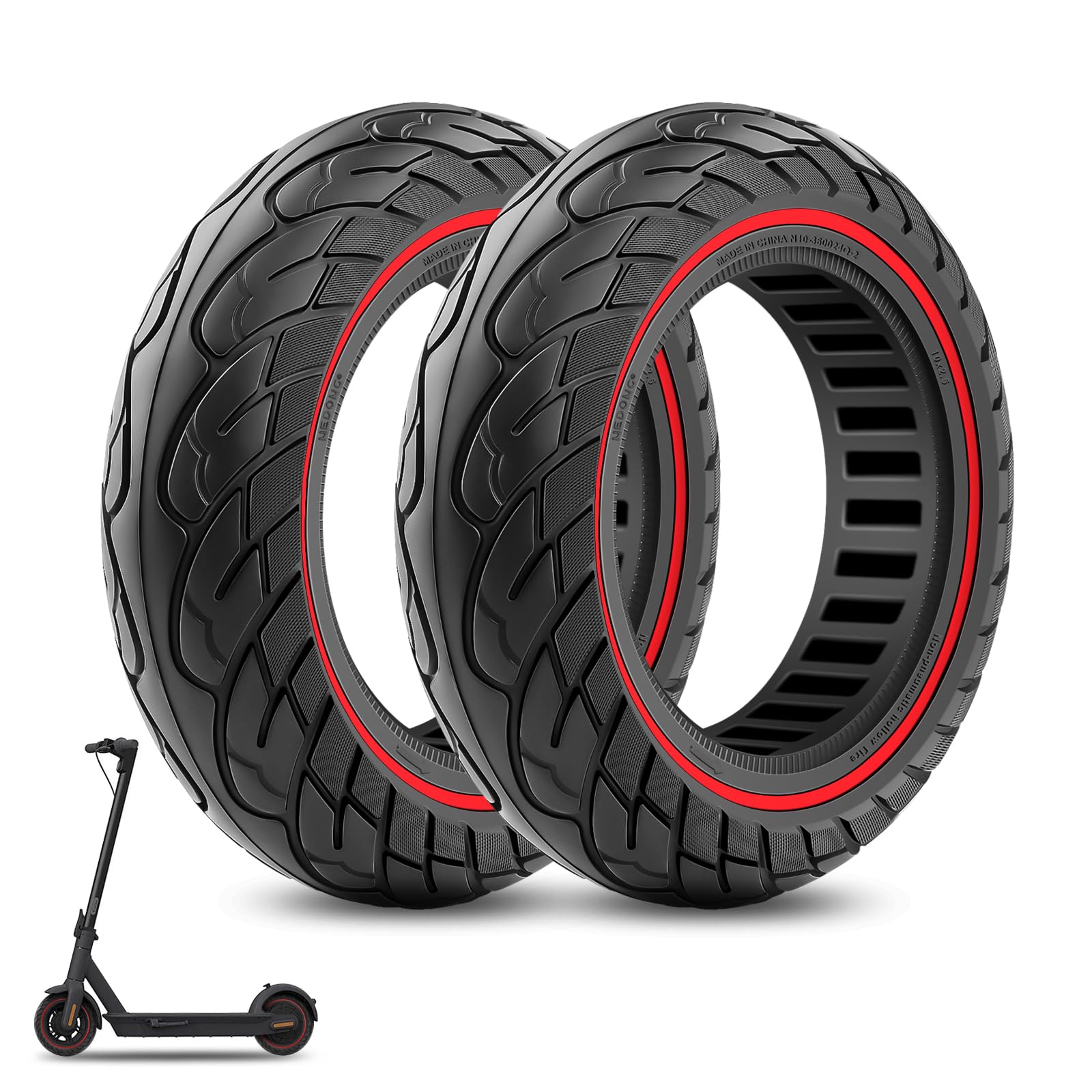 Amitor Vollgummireifen 10x2.5-6.5 für Ninebot MAX G30 G30P G30LP, 10 Zoll Vollgummireifen Scooter Pannensichere, E Roller Honeycomb 60/70-6.5 Reifen Vollgummi Antirutsch & Abriebfeste(Slot 34), 2PCS Amitor Vollgummireifen 10x2.5-6.5 für Ninebot MAX G30 G30P G30LP, 10 Zoll Vollgummireifen Scooter Pannensichere, E Roller Honeycomb 60/70-6.5 Reifen Vollgummi Antirutsch & Abriebfeste(Slot 34), 2PCS von Amitor