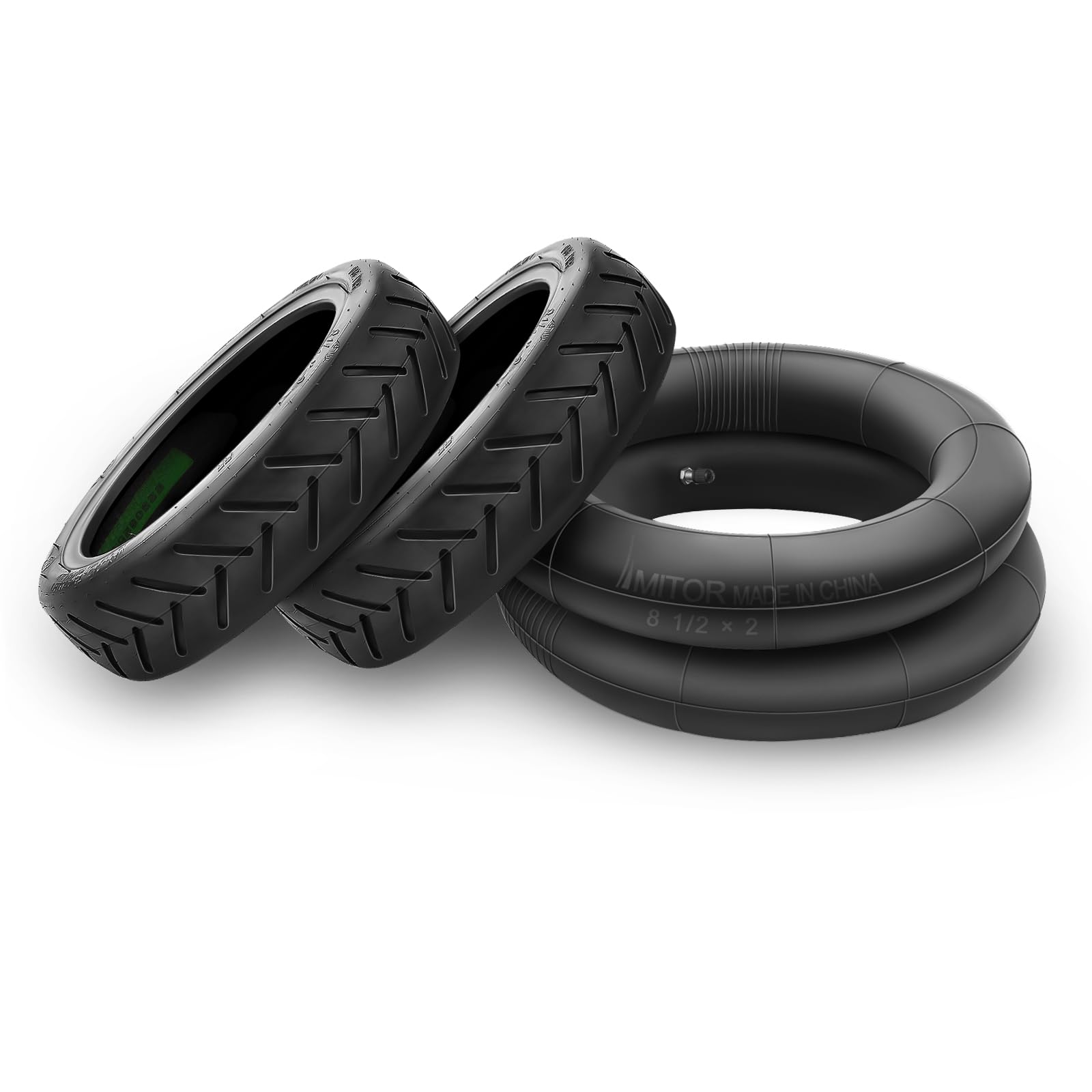 Amitor E Scooter Reifen 8 1/2 x2, mit 2 Reifen und 2 Schlauch, 8,5 Zoll Ersatzreifen Vorne und Hinten für Xiaomi M365/Pro2/Pro/1S Elektro Scooter, 50/75-6.1 E Scooter Schlauch + Geländereifen Set Amitor E Scooter Reifen 8 1/2 x2, mit 2 Reifen und 2 Schlauch, 8,5 Zoll Ersatzreifen Vorne und Hinten für Xiaomi M365/Pro2/Pro/1S Elektro Scooter, 50/75-6.1 E Scooter Schlauch + Geländereifen Set von Amitor