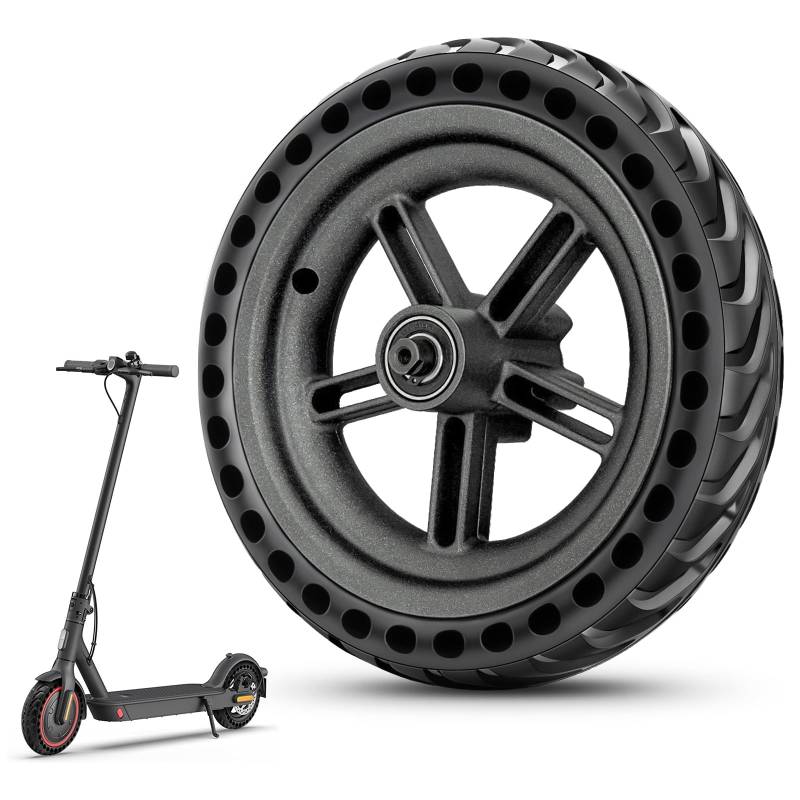 Amitor 8.5 Zoll E Scooter Vollreifen Hinterrad mit Felge für Xiaomi Pro/Pro 2, Pannensichere & Abriebfeste Einteilige Vollgummireifen Hinten 8 1/2 x2 mit Nabe, Robust & Zuverlässig, Einfache Montage von Amitor