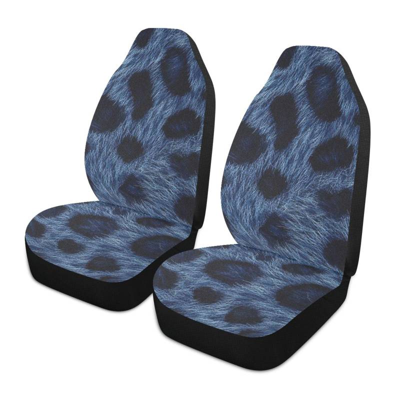Amooorous Cubreasientos para carro Sitzbezüge mit Leopardenmuster, 2 Stück, Blau von Amooorous