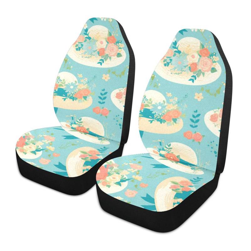 Amooorous Dekorative Sitzbezüge für Autos mit roten Blumen und weißen Mützen, 2 Stück von Amooorous