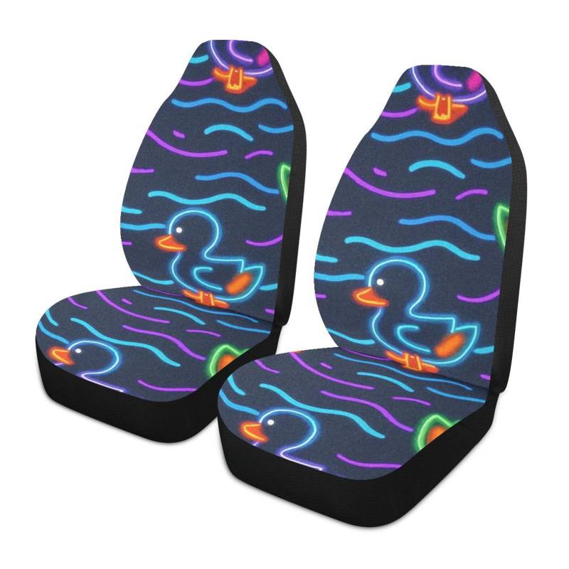 Amooorous Niedliche Tiere, fluoreszierendes Entchen, dekorative Sitzbezüge für Autos, bequeme Vordersitzbezüge, Funda asientos para carro, 2 Stück von Amooorous