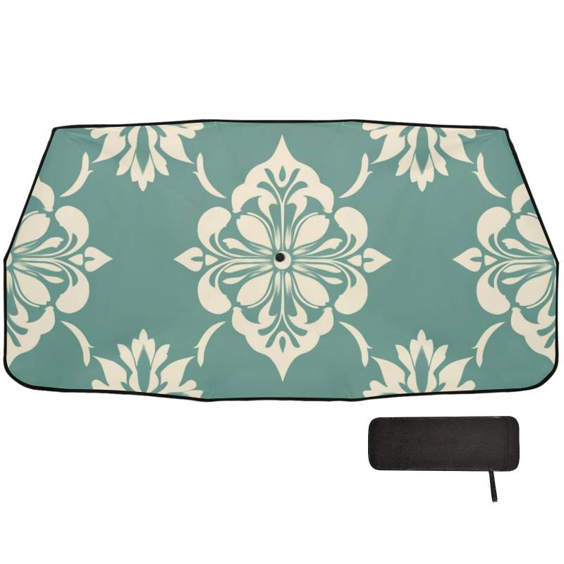Bohemia India Vine Scroll Light Green Designed Automotive Interior Sun Protection Folding as seen on tv Products Vehicles car Sun Shade automaticas para Autos von Amooorous