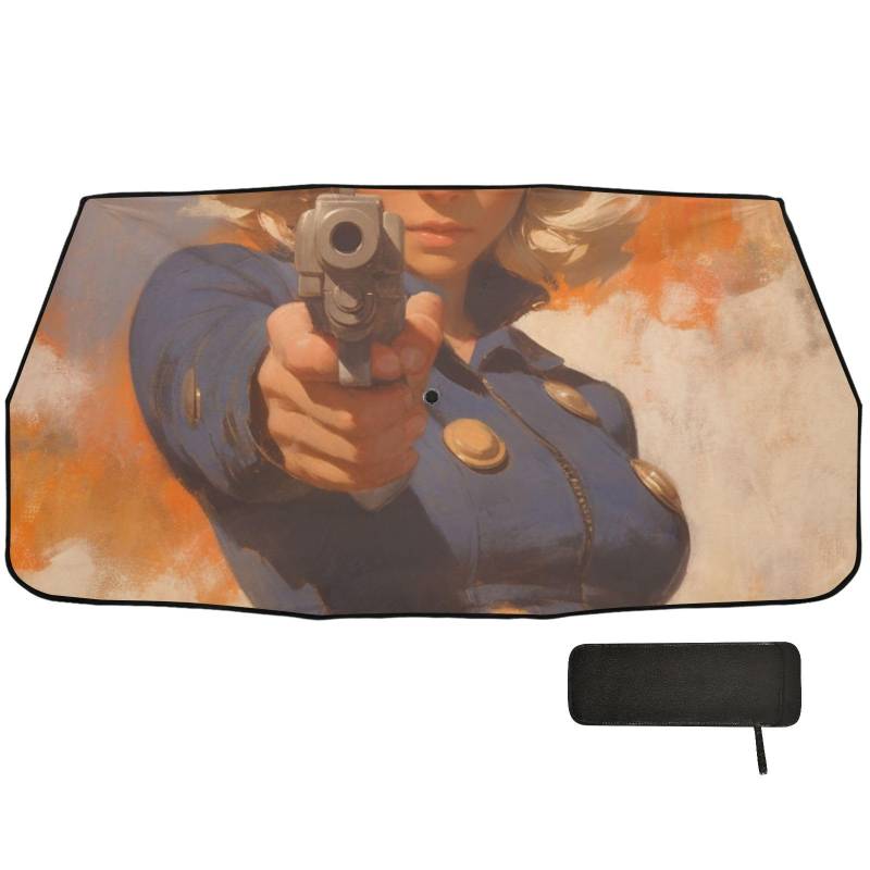 Mysterious Blonde Future Warrior Designed Automotive Interior Sun Protection Collapsible for Man Sun Umbrella para sol para Ventana de casa von Amooorous