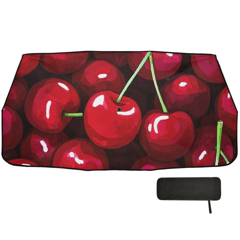 Regenschirm mit niedlichem Cartoon-Obstkirsch-Design, faltbar, mit Block, Windschutzscheibe, Sonnenschirm, Parabrisas Delantero von Amooorous