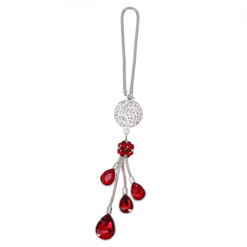 Amosfun 1Stück Rückspiegel Anhänger Mit Strass Ornament Kristall Dekoration Für Auto Interieur Legierung Kette Elegantes Design Rot Für Stilvolle Autofahrer Perfektes von Amosfun