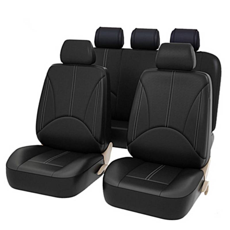 Amosfun 2Stücke PU Leder Autositzbezug Vordersitze Schwarzer Schonbezug Für Auto Einsetzbar Einfache Installation Schützt Und Erneuert Sitze von Amosfun