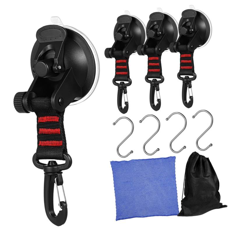 Amosfun 4 Stück Fenster Saugnäpfe Mit Haken Fensterhaken Saugnäpfe Camping Saugnapfhaken Saugnäpfe Robuste Saugnapfhaken Robustes Wohnmobil Zubehör Schwarzes Abs von Amosfun