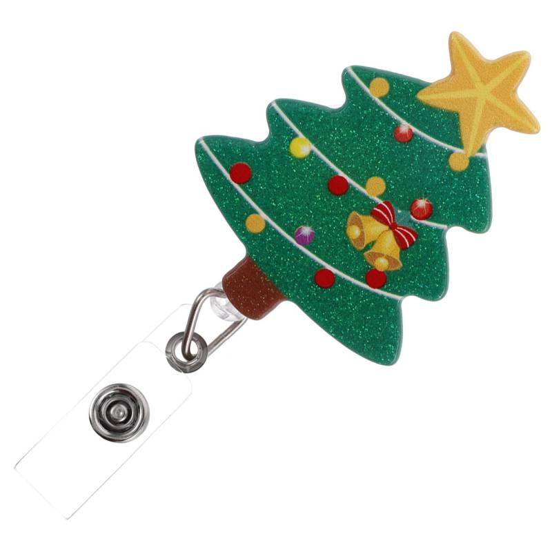 Amosfun Weihnachtsbaumabzeichenschnalle Weihnachten Clip Schlüssel Urlaub Spule Ausweisjojo Abzeichenrolle Vielseitiger Badge-Halter Abzeichen Rollen Namensschildhalter ausziehbar Abs von Amosfun