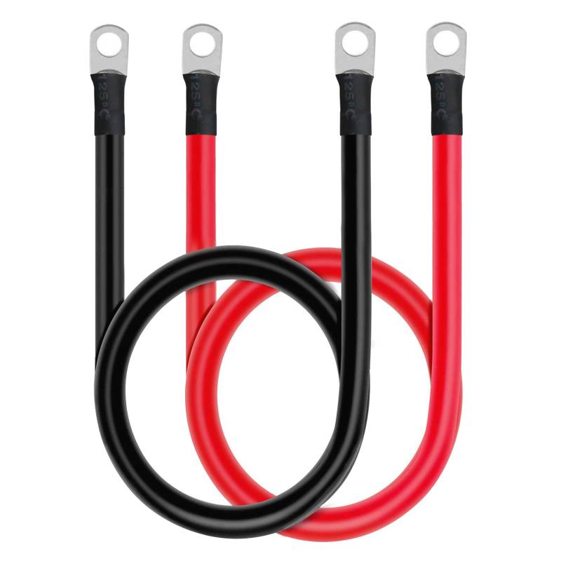 Ampper 8 AWG Batteriekabelsatz, 20 Zoll Kupfer Wechselrichterkabel mit Anschlussklemmen für Auto, Fahrzeug, Wohnmobil, Solaranwendungen und mehr (3/8" + 5/16" Ring, 1 Satz) von Ampper