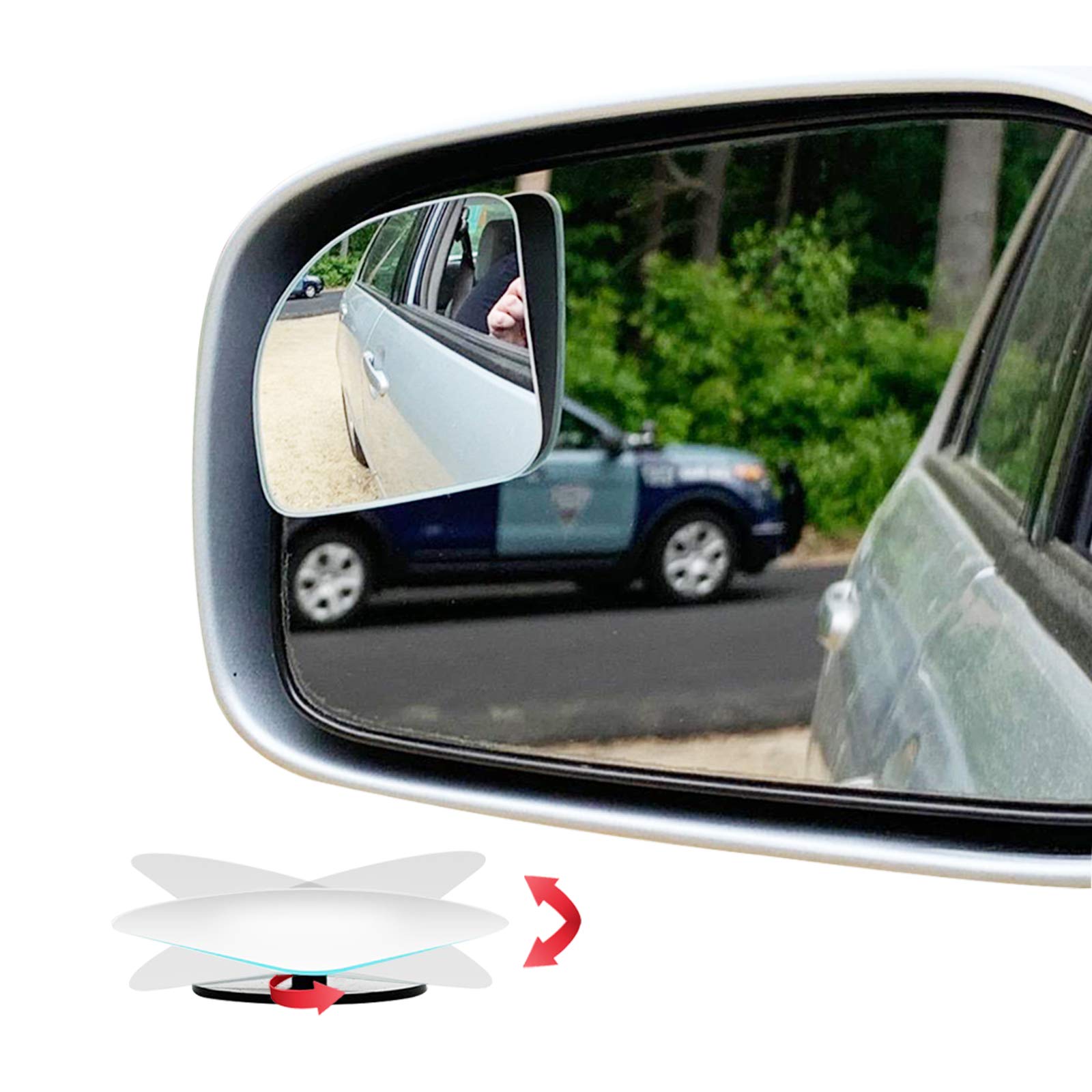 Ampper Fan Form Toter Winkel Spiegel, HD Glas rahmenlos Stick auf Adjustabe Few Convex Weitwinkel Rückspiegel für Auto Toter Winkel, Packung mit 2 von Ampper