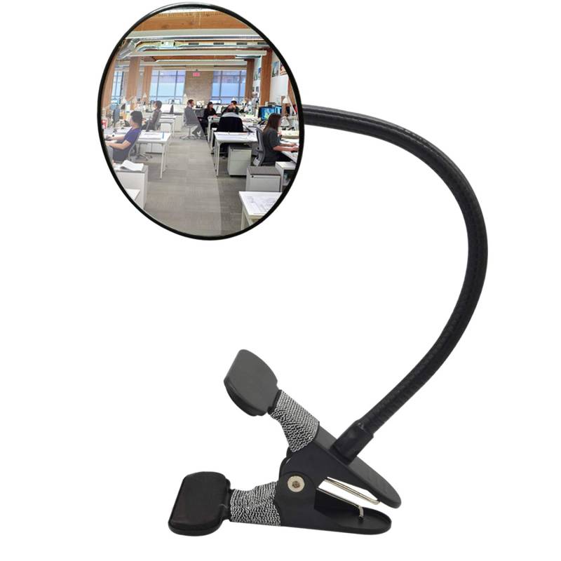 Ampper Glass Clip On Rear View Cubicle Mirror, Flexibler konvexer Sicherheitsspiegel für Personal Safety Desk Rearview Monitors oder überall (3.75", Rund) von Ampper