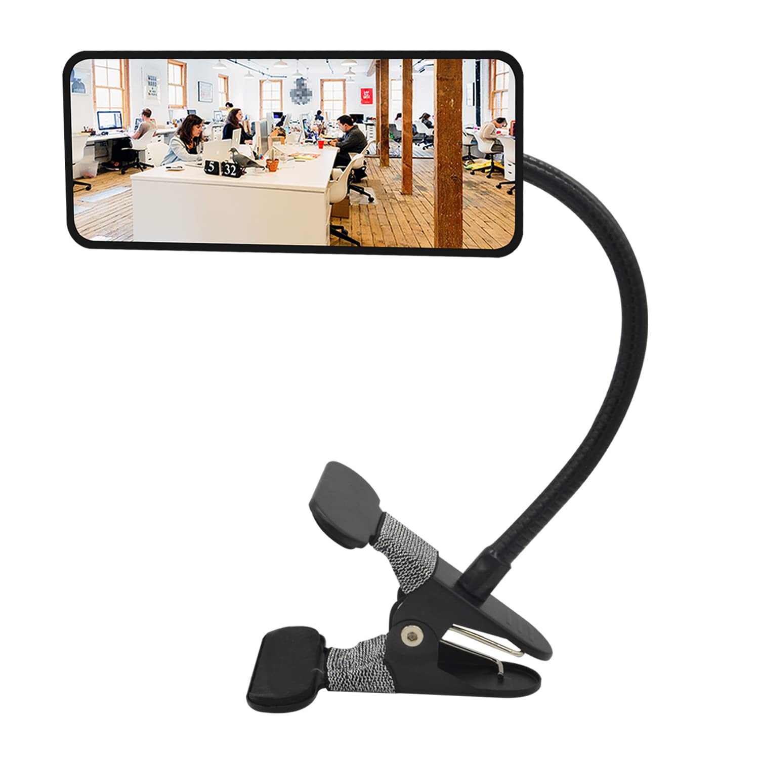 Ampper Glass Clip On Security Mirror, Flexible Convex Cubicle Mirror für Personal Safety und Security Desk Rear View Monitors oder Anywhere (6.69" x 2.95", Rectangle) von Ampper