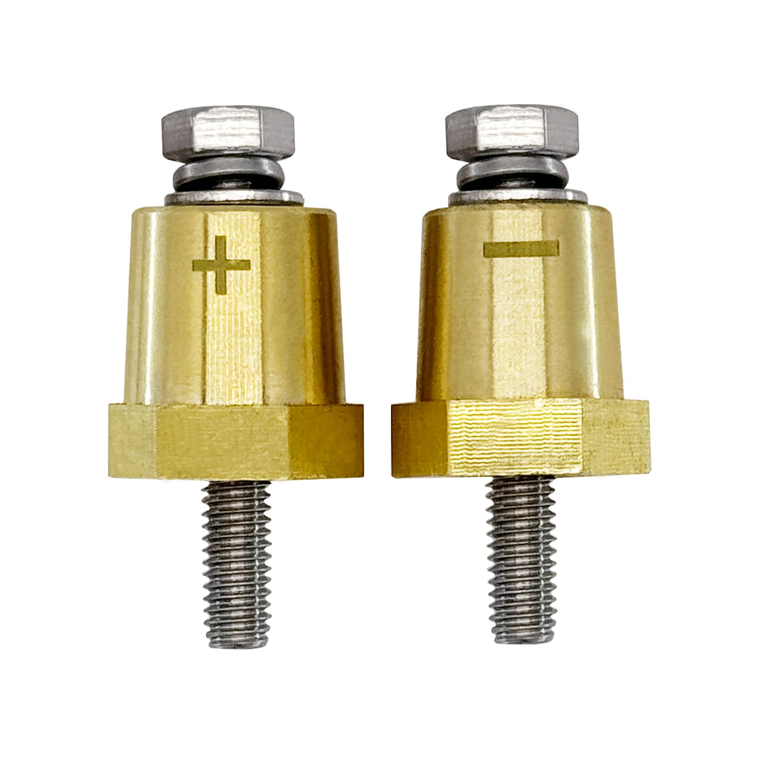 Ampper Messing-Batteriepol-Ladepole, Batteriepol-Adapter (+/-) mit massiven M6-Schrauben als männliche Pole direkt an die Batterie, Packung mit 2 von Ampper