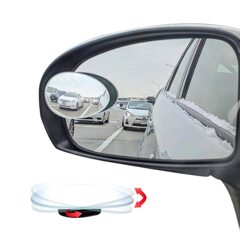 Ampper Oval Toter-Winkel-Spiegel, HD-Glas rahmenlos Stick auf Adjustabe konvexen Weitwinkel Rückansicht Toter-Winkel-Autospiegel für Auto Toter-Winkel, Packung mit 2 von Ampper