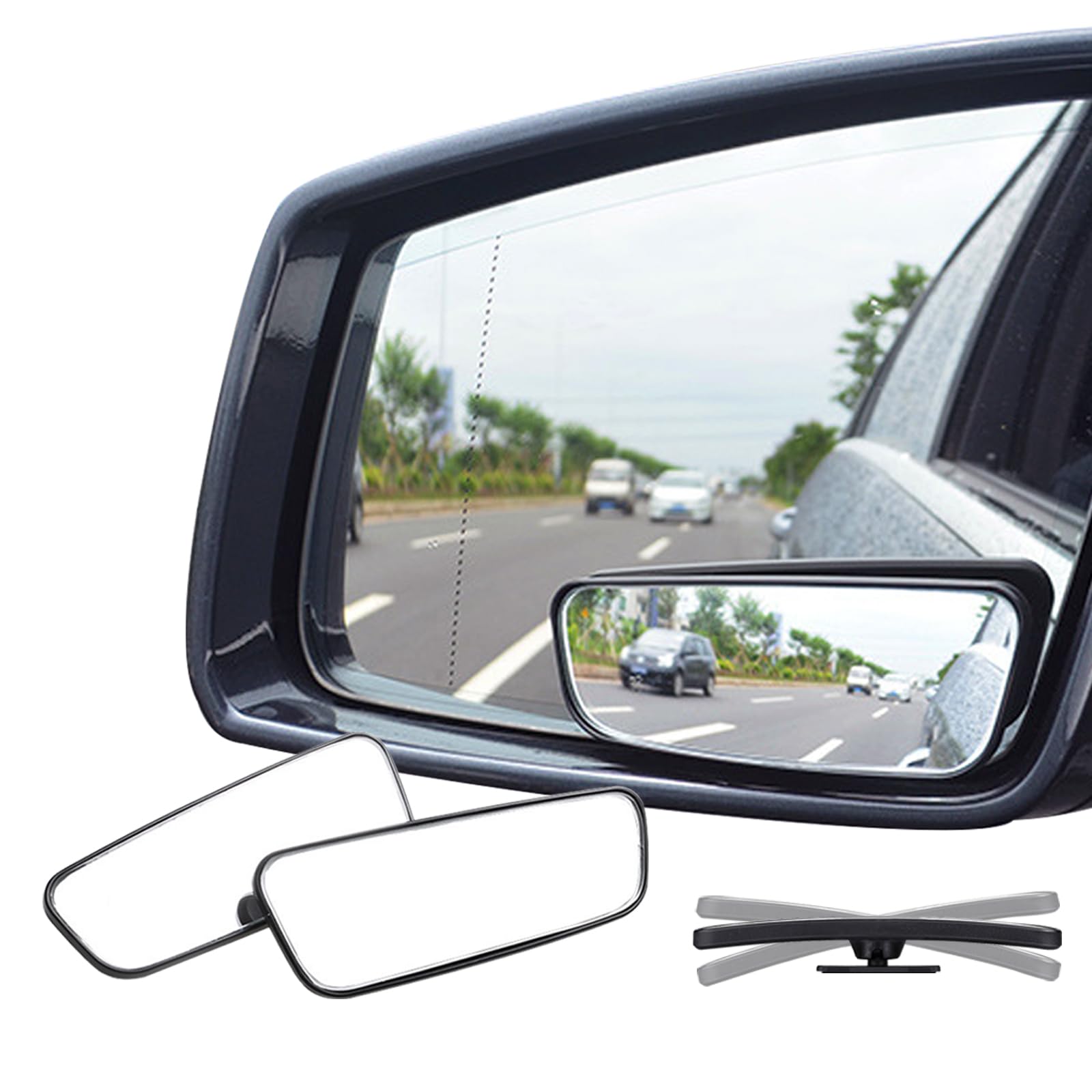 Ampper Rechteck Toter-Winkel-Spiegel, HD-Glas ABS-Gehäuse konvexen Weitwinkel Rückblick Blindspot Autospiegel für Auto SUV und LKW (gerahmt, Packung mit 2) von Ampper
