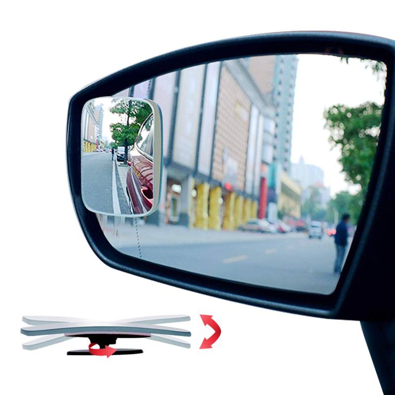 Ampper Rechteckiger Toter-Winkel-Spiegel, HD-Glas rahmenlos Stick auf Adjustabe Convex Weitwinkel Rückspiegel für Auto Toter-Winkel, Packung mit 2 von Ampper