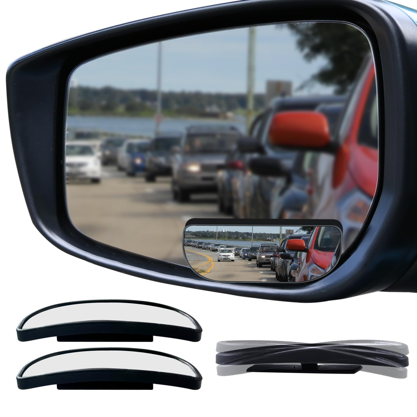 Ampper Toter Winkel Spiegel, HD Glas ABS Gehäuse Konvexer Weitwinkel Rückspiegel Toter Winkel Autospiegel für Auto SUV und LKW (gerahmt, klein, 2er Pack) von Ampper