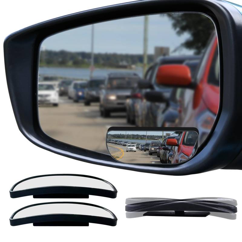 Ampper Toter Winkel Spiegel, HD Glas ABS Gehäuse Konvexer Weitwinkel Rückspiegel Toter Winkel Autospiegel für Auto SUV und LKW (gerahmt, klein, 2er Pack) von Ampper