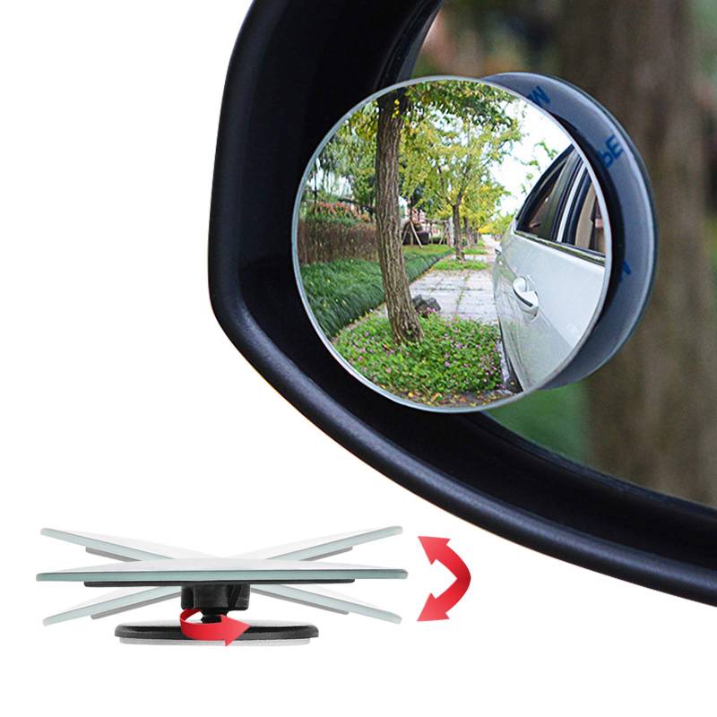 Ampper 2" Runde Toter-Winkel-Spiegel, einstellbare HD-Glas konvexen Weitwinkel Rückansicht Auto SUV Universal Fit Stick-On Lens, Packung mit 4 von Ampper