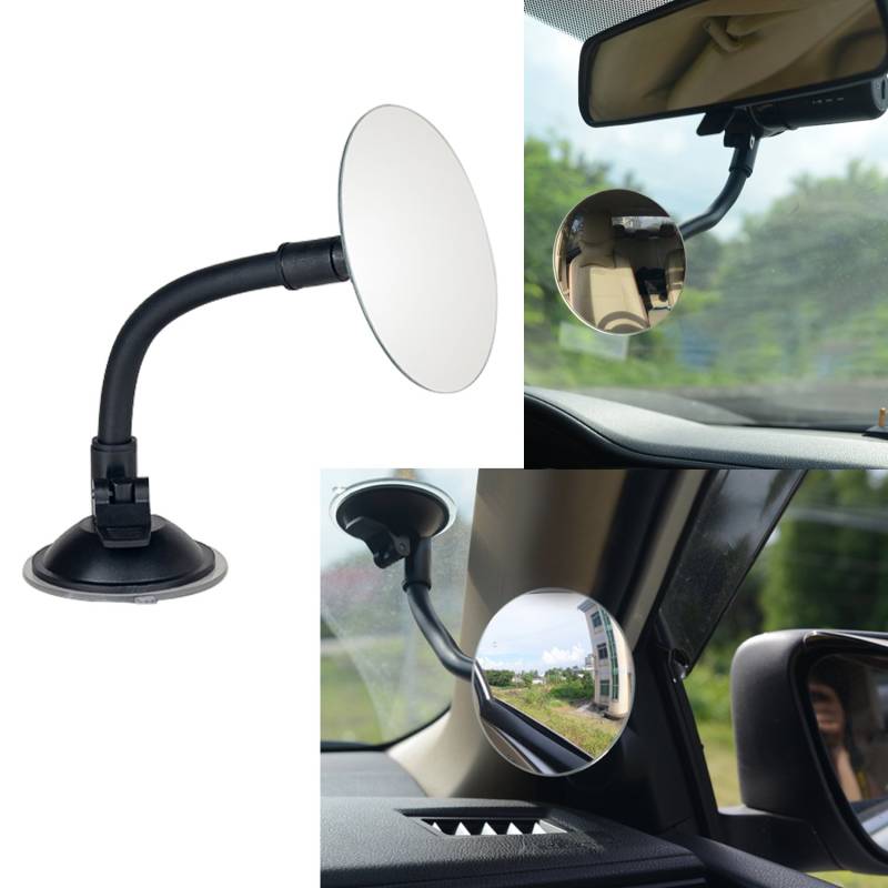 Saugnapf-Auto-Baby-Spiegel, Ampper Adjustabe Long Arm HD-Glas konvexen Weitwinkel-Innenraum-Rückspiegel Baby Rear Facing Mirror (rahmenlose Runde, 3,35 ") von Ampper