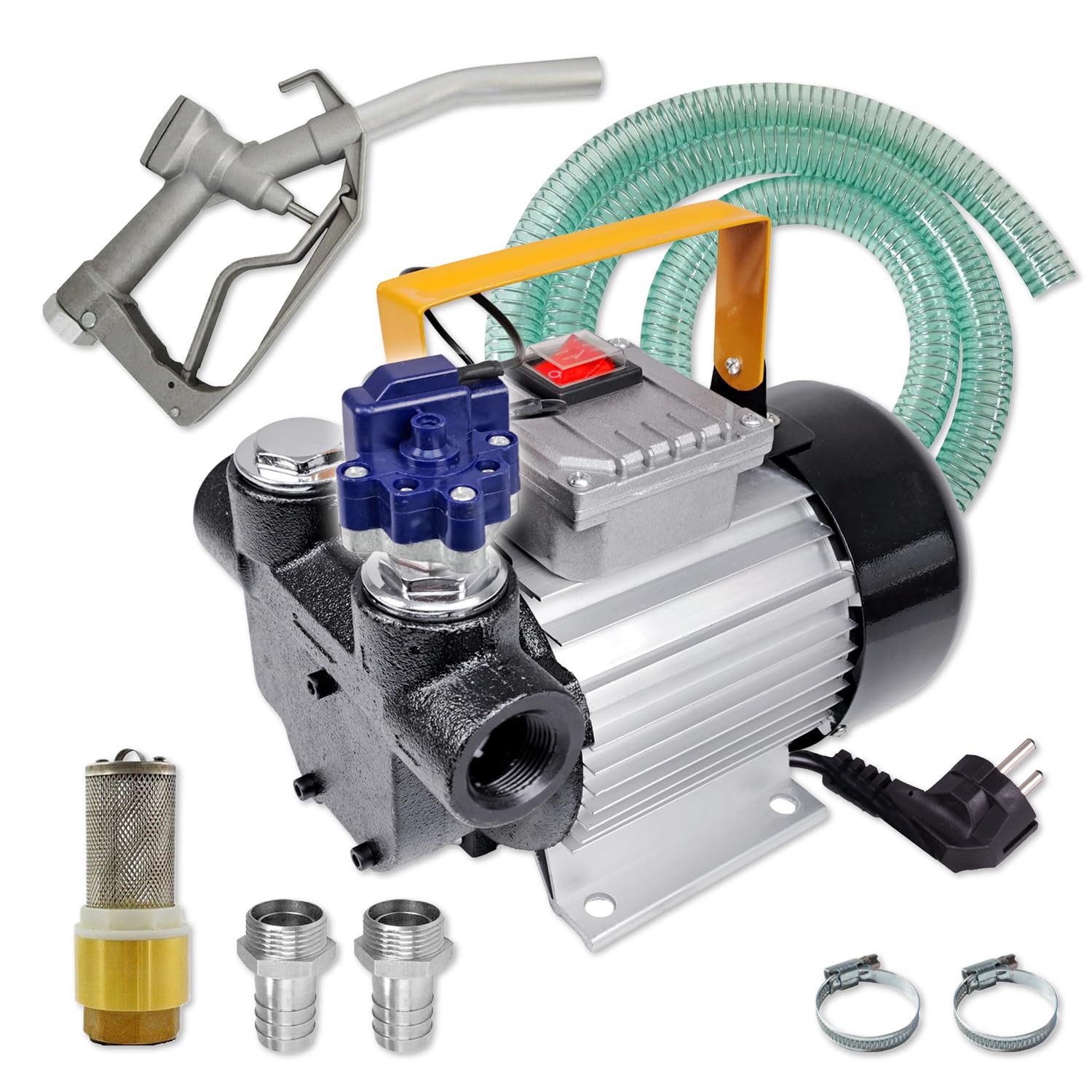 Amur Top-Sonderpreis! Dieselpumpe Heizölpumpe SELBSTANSAUGE Pumpe mit/ohne Zähler für Diesel + Heizöl, 12V / 230V Elektro- Fasspumpe Set Zapfpistole, Flexibler Schlauch, hochwertige Verbindungsteile von Amur