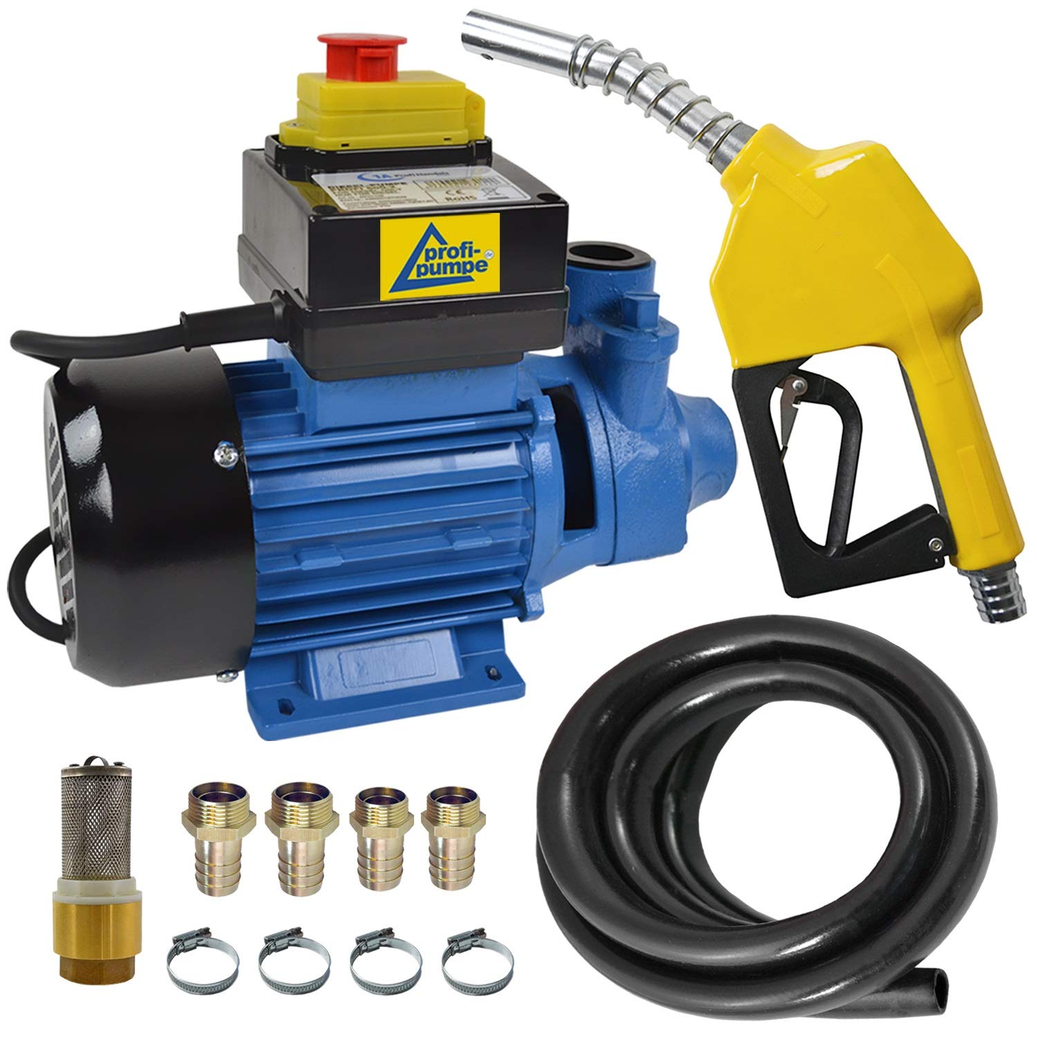 AMUR DIESELPUMPE HEIZÖLPUMPE Biodiesel KRAFTSTOFFPUMPE 230V DIESELPUMPE Bio-Diesel-PUMPE UMFÜLLPUMPE mit Dieselschlauch, Zapfpistole u. QUALITATIV-HOCHWERTIGEM Zubehör (Set Profi 600 mit Paket 2) von AMUR