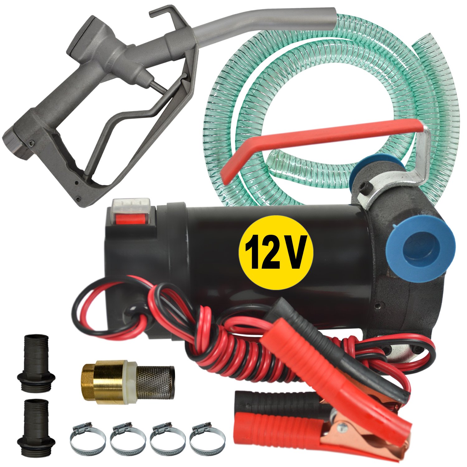 Dieselpumpe und Heizölpumpe Ölpumpe Biodiesel SELBSTANSAUGENDE DIESEL STAR 160-2 ELEKTRO FASSPUMPE mit 12V Anschluss, KOMPLETTES SET 6m flexibler Schlauch, Aluminium Zapfpistole von AMUR