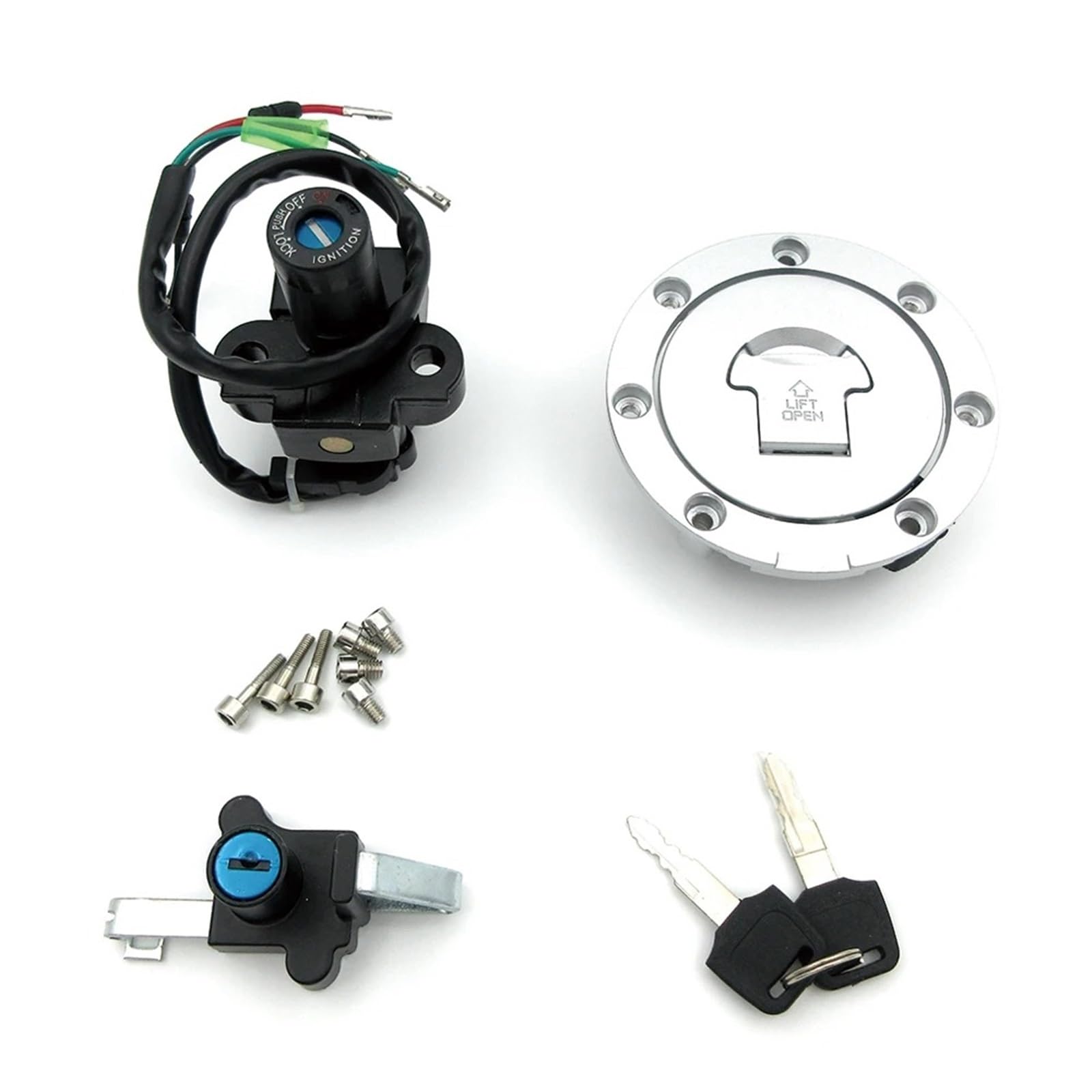 Zündschloss Für NSR 125 Für NSR125 1993-2004 Motorrad Zündschloss Kraftstoff Tankdeckel Abdeckung Sitz Schloss Kit Schlüssel Motorrad Zuendschloss(Full Set Lock) von Amxaqjc