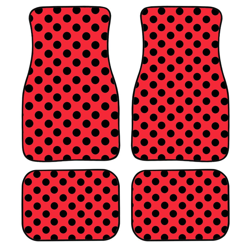 Amzbeauty Fußmatten für Auto, 4-teilig, Gummi-Rückseite, Allwetter-Universal, für vorne und hinten, gepunktet, Rot von Amzbeauty