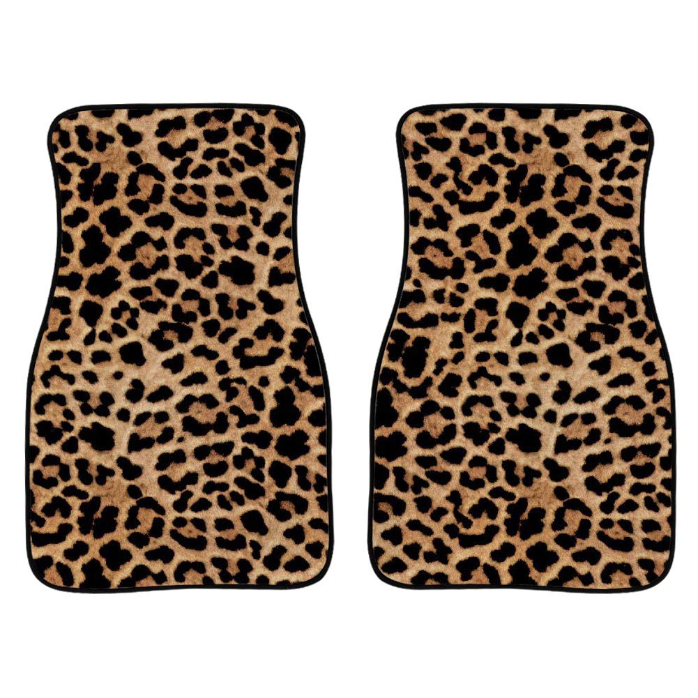 Leopard Maßgeschneiderte Auto-Fußmatten, nur vorne, 2-teilig, Allwetter-Gummiunterseite, rutschfest, schmutzabweisend, universell, Automobil-Teppiche von Amzbeauty