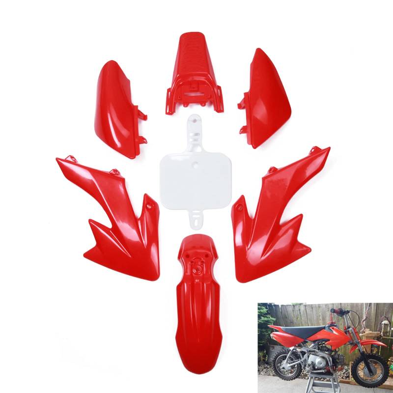 Motorrad ABS Kunststoff Kotflügel Kit Karosserie Arbeitsverkleidung Kit für XR50 CRF50 Chinesische 50cc 70cc 90cc 110cc 125cc 140cc 150cc 160cc Dirt Pit Bike (Rot und Weiß) von An Xin