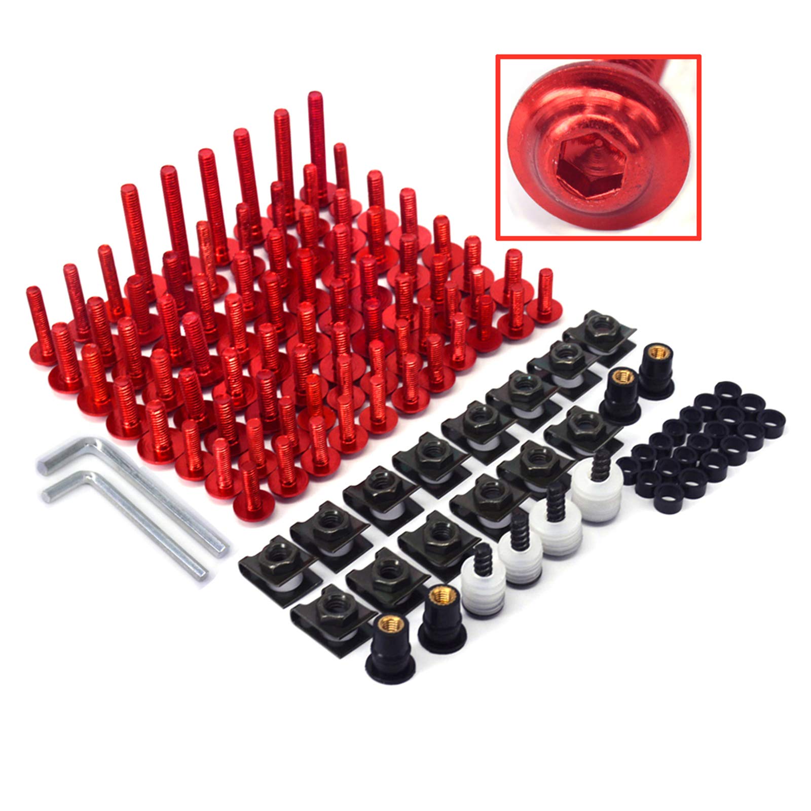 Motorrad-Verkleidungsschrauben-Set, Aluminium, universal, Motorrad-Windschutzscheiben-Befestigungsschraube, Muttern, passend für CR125R, CR250R, CR500R, CRF450, CRF250, Rot Motorrad-Verkleidungsschrauben-Set, Aluminium, universal, Motorrad-Windschutzscheiben-Befestigungsschraube, Muttern, passend für CR125R, CR250R, CR500R, CRF450, CRF250, Rot von An Xin