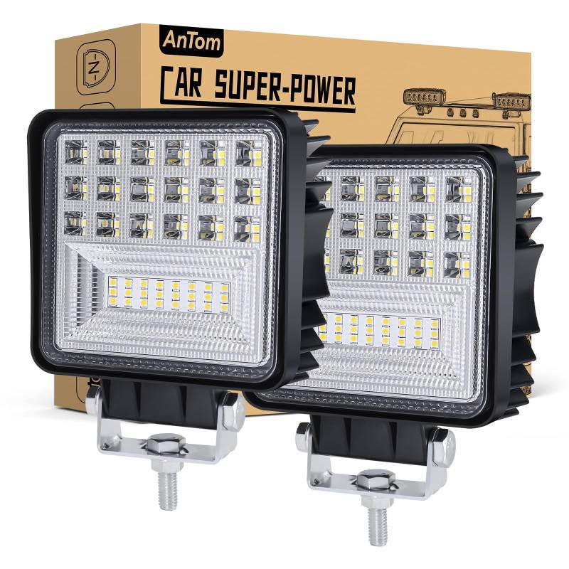 antom 2 stuks achteruitrijschijnwerpers Trekker 126W 12 Volt ledspots Auto 12600LM led hulplichten voor graafmachines, Trekkers, tractoren, vorkheftrucks, ATV's, vrachtwagens, Offroad (4x4) von antom