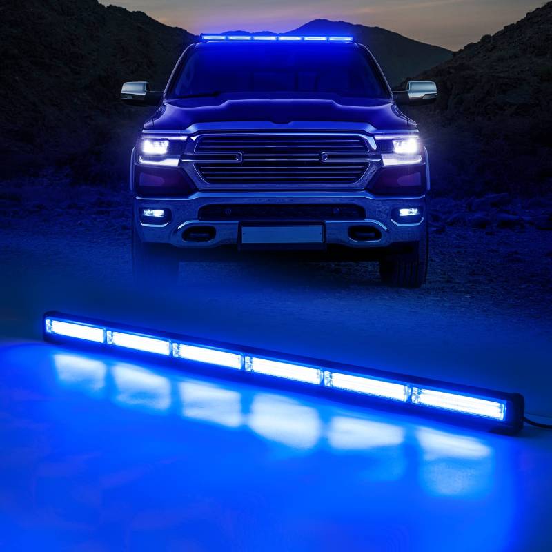 90 cm LED Rundumkennleuchte 60W Blau Rundumleuchte für Auto Anhänger Wohnwagen SUV -14 Blinkende Stroboskop-Modi von antom