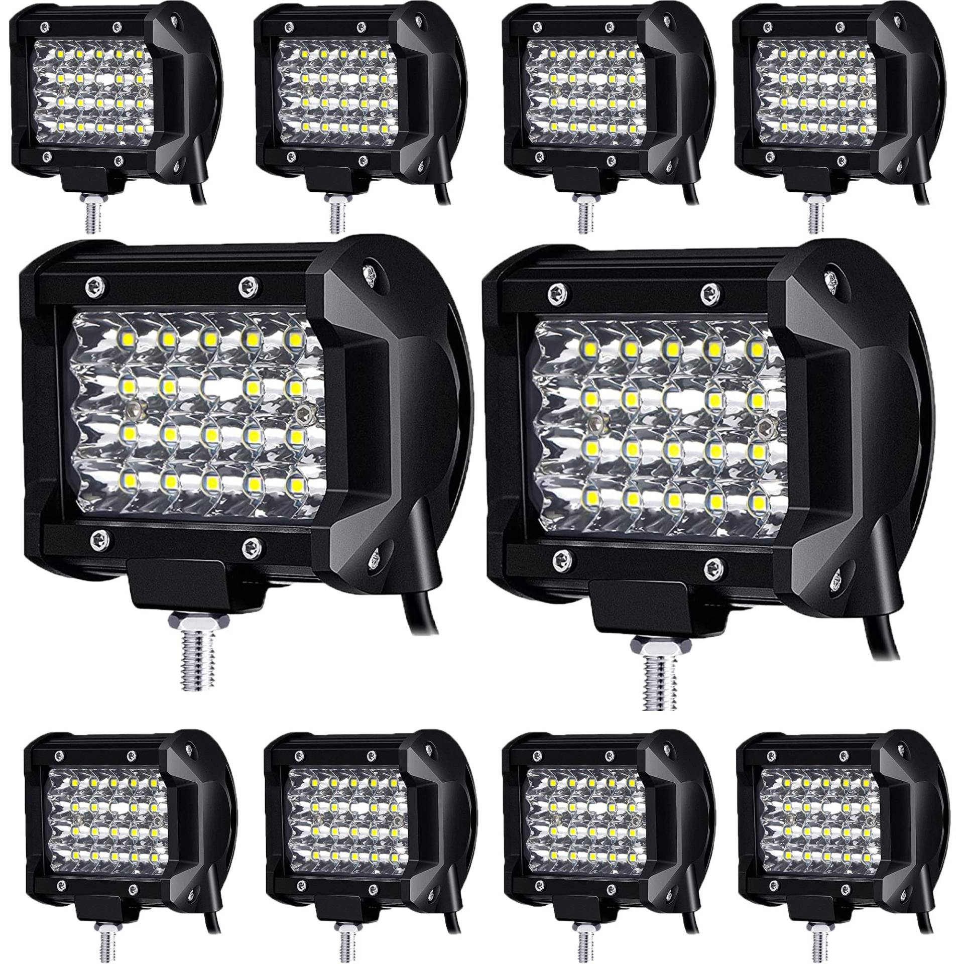 antom 10PCS LED Arbeitsscheinwerfer 72W Led Scheinwerfer 12v Traktor 21600LM 9-36V 6000K rückfahrscheinwerfer led Wasserdicht IP68 für Traktor, SUV, UTV, ATV von antom