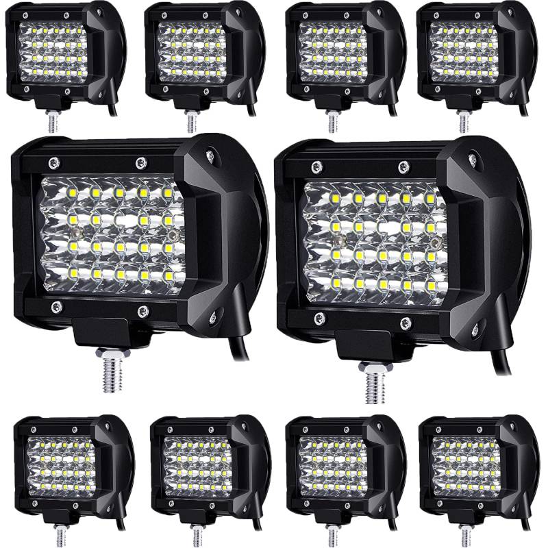Antom 10PCS LED Arbeitsscheinwerfer 72W Scheinwerfer 12V Traktor 21600LM 9-36V 6000K Rückfahrscheinwerfer Wasserdicht IP68 für Traktor, SUV, UTV, ATV von antom