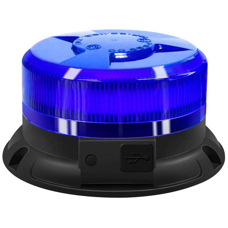 AnTom blaulicht akku rundumleuchte led 9 Blitzmuster 12V 24V Warnleuchte led magnet mit Autoladekabel und USB-Kabel für Auto LKW Traktor Golfwagen SUV von antom