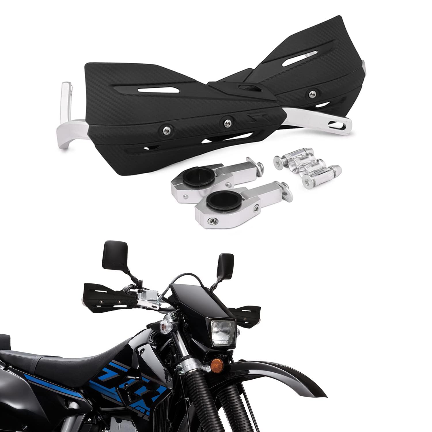 22 mm und 28 mm Aluminium Motorrad Hand Brush Guards Handprotektoren Universal Mounting Kits für Dirt Bike MX Motocross Supermoto Racing ATV (schwarz) von AnXin
