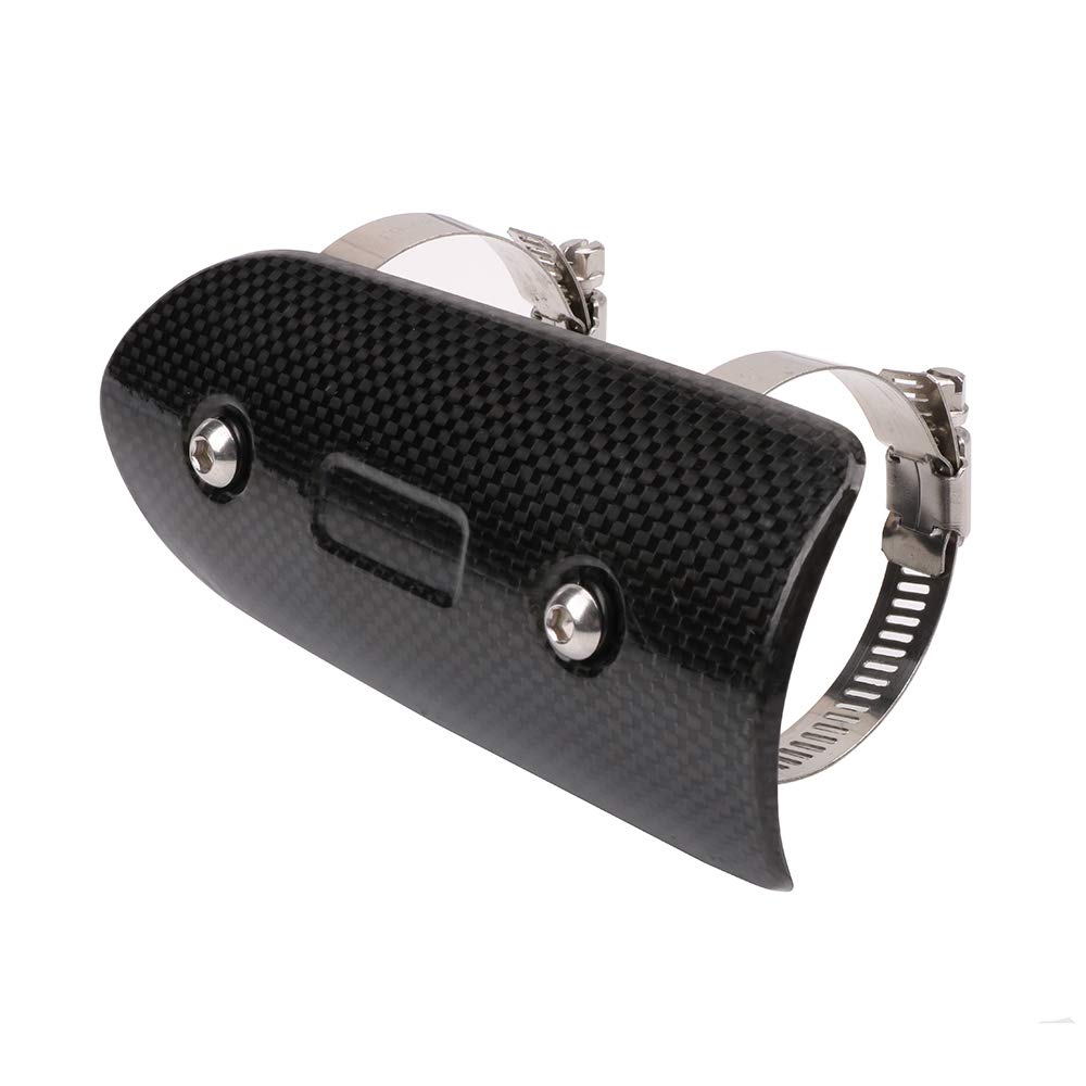 Hitzeschild für Auspuffrohr, Kohlefaser, Motorrad-Schalldämpfer, Schutz für Street Bike (Größe: 146 x 63 mm) von AnXin
