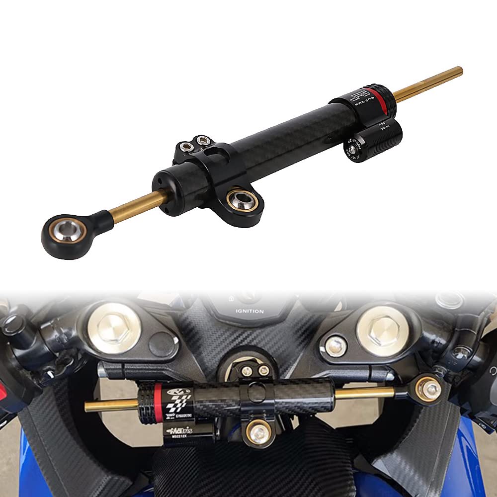 AnXin Motorrad-Lenkungsdämpfer, Kohlefaser, 33 cm, Universal-Lenkstabilisator für die meisten Motorräder, Straßenräder, Sportmotorräder, Rennräder von AnXin