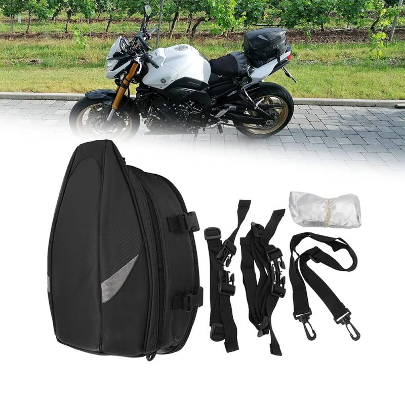 Motorrad Hecktasche Wasserdicht,Motorrad-Rücksitztasche,Multifunktionale PU Leder Motorradhelmtasche Aufbewahrungstasche Reitrucksack, 18,5 Liter von AnXin