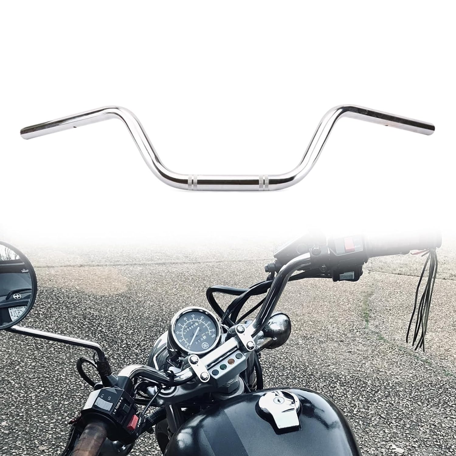 AnXin Motorrad 7/8 "Drag Lenker High-Rise-Tracker-Lenker Universal Für Sportster XL 883 1200 Cruiser Bobber Custom Chopper Softail Dyna Tour Glide Road CG125 Chrom von AnXin