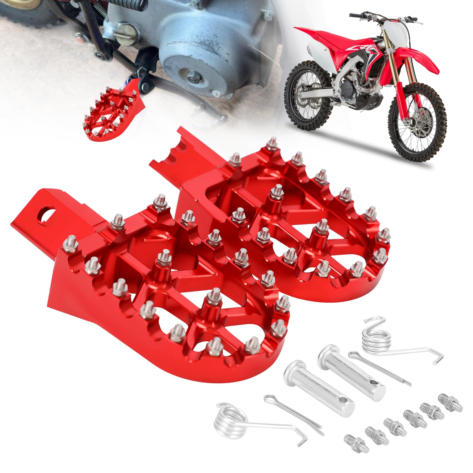 Fußrasten Fußrasten Pedale Universal CNC Bunte Für CRF XR 50 70 110 M2R SDG DHZ SSR KAYO Pit Bike Motorrad,Rot von AnXin