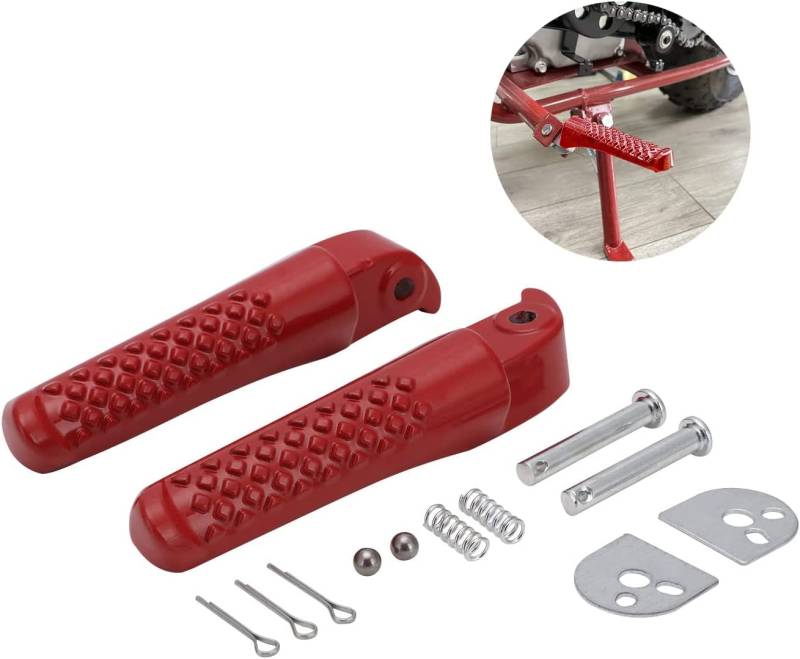 Motorrad-Fußrasten Fußstützenhalterung Set Pedal Fußstütze Montage für Coleman CT200U BT200X Trail 200 CT200U-EX CT100U Trail 100 196cc 6,5hp Powersports Motor Mini Bike rot von AnXin