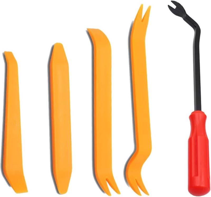 AnaTI Auto Zierleistenkeile,5-teiliges Auto-Innenkeil-Set+ Demontage Werkzeug Innenraum Verkleidung Set,Automotive Reparatur Set,für Fahrzeuginnenreparatur Innenraumkeilklemmen-Entferner von AnaTI