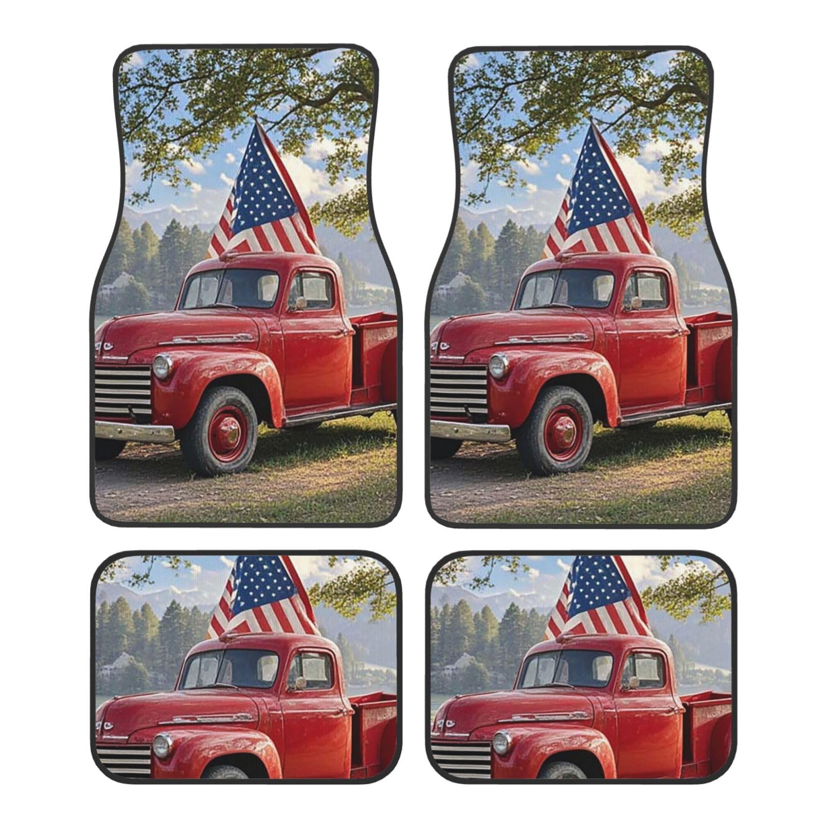 4. Juli Patriotischer alter roter Truck1 Auto-Fußmatten, 4-teilig, universelle Auto-Fußmatten, 4. Juli Patriotischer alter roter Truck1 Automatten-Set, Gummifußmatten für Autos, rutschfeste Auto-Fußpo 4. Juli Patriotischer alter roter Truck1 Auto-Fußmatten, 4-teilig, universelle Auto-Fußmatten, 4. Juli Patriotischer alter roter Truck1 Automatten-Set, Gummifußmatten für Autos, rutschfeste Auto-Fußpo von Anceky