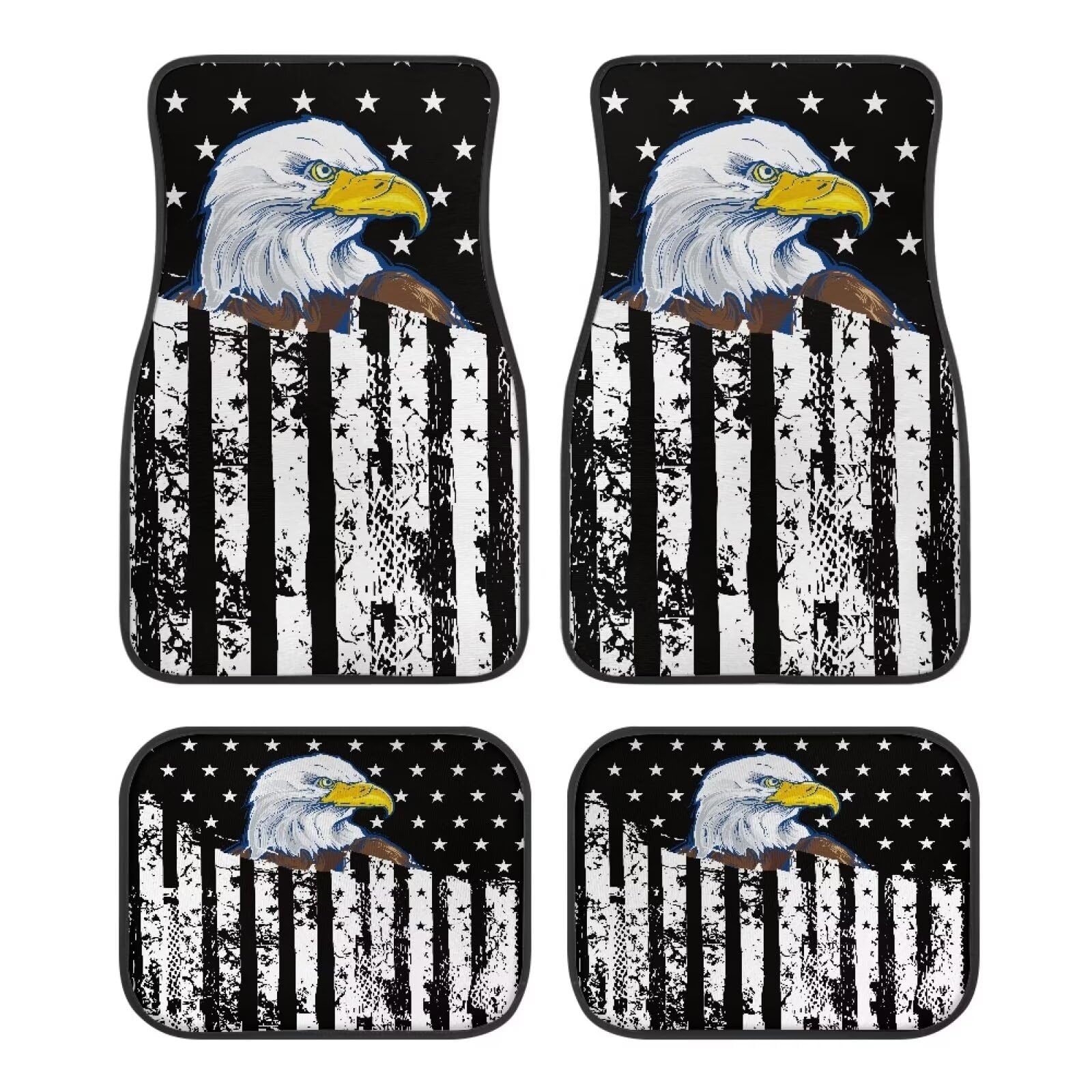 Adler mit amerikanischem Flaggenmuster, 4-teiliges Set mit Autoinnenteppichen, Adler mit aufgedruckter amerikanischer Flagge, Autozubehör, komplettes Set mit Teppichfußmatten, rutschfest, für vorne un Adler mit amerikanischem Flaggenmuster, 4-teiliges Set mit Autoinnenteppichen, Adler mit aufgedruckter amerikanischer Flagge, Autozubehör, komplettes Set mit Teppichfußmatten, rutschfest, für vorne un von Anceky