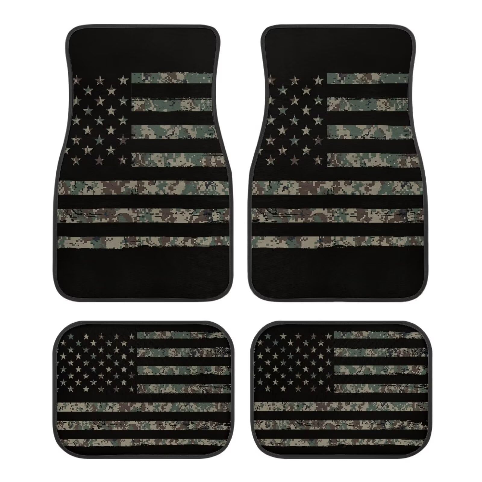 Amerikanische Flagge, Camouflage, Autobodenteppiche mit amerikanischer Flagge und Camouflage-Aufdruck, schutzsichere Fußpolster, bedruckt, universelle Passform, 4-teiliges komplettes Set, Teppich-Fußm Amerikanische Flagge, Camouflage, Autobodenteppiche mit amerikanischer Flagge und Camouflage-Aufdruck, schutzsichere Fußpolster, bedruckt, universelle Passform, 4-teiliges komplettes Set, Teppich-Fußm von Anceky