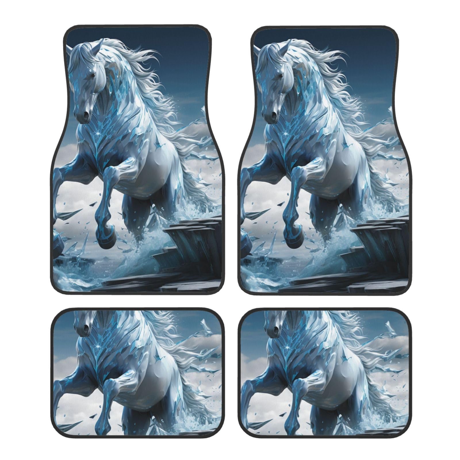 Blue Ice Horse Auto-Fußmatten, 4-teilig, universelle Auto-Fußmatten, Blue Ice Horse Automatten-Set, Gummi-Fußmatten für Autos, rutschfeste Auto-Fußpolster, Auto-Teppich-Dekor, Fersenpolster für die me Blue Ice Horse Auto-Fußmatten, 4-teilig, universelle Auto-Fußmatten, Blue Ice Horse Automatten-Set, Gummi-Fußmatten für Autos, rutschfeste Auto-Fußpolster, Auto-Teppich-Dekor, Fersenpolster für die me von Anceky